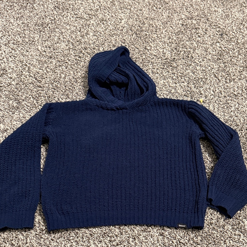 DKNY Navy Knit Hooded Turtleneck Sweater Size 4T Boys